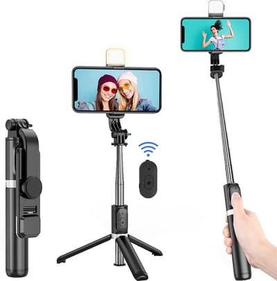 Selfie Stick 3-in-1 - Selfiestick Universeel - Fill Light - Tripod - Monopod - Met afstandsbediening