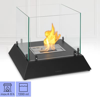 Klarstein Tafelhaard indoor, Draagbare bio-ethanol tafelhaard, Bio-ethanolhaard met 4-6 u brandduur, 0,9kW ethanol-tafelhaard voor binnen, Geurloos & rookvrij tafelvuur indoor, 48x48x40cm