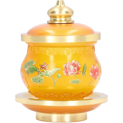 Bouddhisme Coupe d'approvisionnement en eau Maison Culte de Bouddha Hommage familial Fournitures Saintes Petite Émail Coloré beige