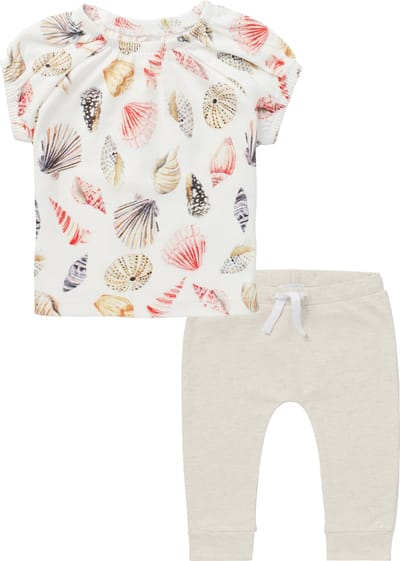 Noppies - Kledingset - Meisjes - 2delig - Broek Melissa Oatmeal - Top Madera Snow White - Maat 50