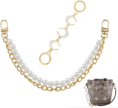 Elegante zakketting met parels en maanhanger voor handtas, portemonnee en schouderriem, vervangende tasriem en kettingverlenging