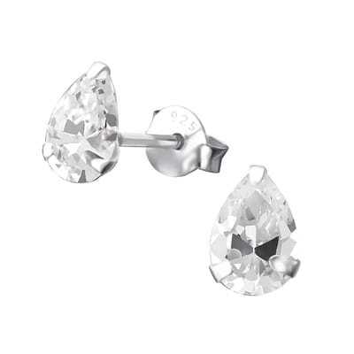 Aramat Jewels | Oorbellen | Zilveren Zirkonia Druppel Oorbellen | 7x5mm / Transparant | | | Zilver | Kinderen, Volwassenen | Verkleurd niet