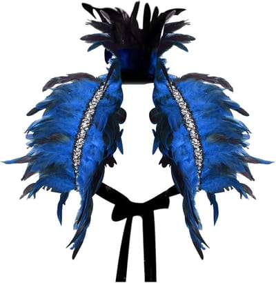 Gothic Veer Cape met Schouderveren, Geschikt voor Halloween, Carnaval en Gothic Feestjes, Unisex Ontwerp in Koninklijk Blauw
