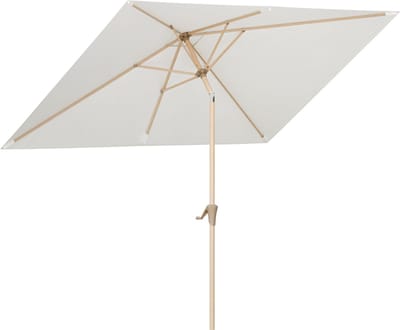 LifeGoods Parasol - Tuin - 270x180cm - 30° Kantelbaar - Waterdicht - UPF50+ - Houtkleurige coating - Crème