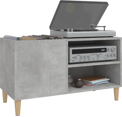 Platenspeler Meubel - LP-kast - Platenspelerkast - Draaitafelstandaard - Platenspelerstandaard - Vintage Displayplank - Betongrijs