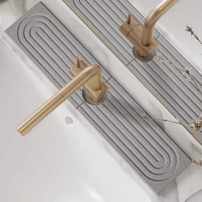 Dailygoods - Droogmat voor gootsteen, diatomeeënaarde stenen gootsteen spatmat, kraan spatbescherming, absorberende pannenmat, gootsteenmat voor keuken en badkamer [lichtgrijs, 60 x 10 cm]