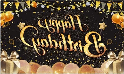 Verjaardagsbanner in Zwart en Goud, Gelukkige Verjaardag Decoratie voor Mannen en Vrouwen, Feestversiering voor Binnen en Buiten, Geschikt voor Elke Verjaardag