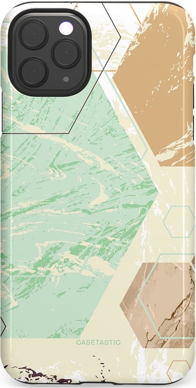 Casetastic hoesje geschikt voor Apple iPhone 11 Pro Max - Dubbellaagse bescherming - Vlaklicht - Fashion Case - Crème Mintgroen Wit Lichtgrijs