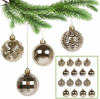 Gouden kerstballen, set kerstballen, kerstboomversiering 6 cm, 16 st.