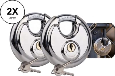 PD® - Hangslot RVS 90mm Rond met Sleutels - Disselslot Geschikt - Discus - Kettingsloten Geschikt
