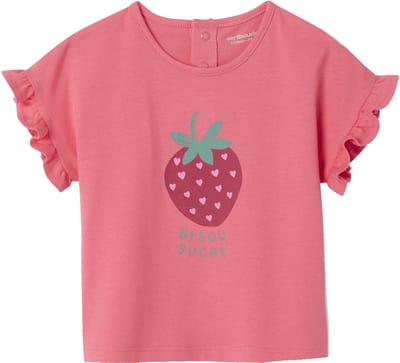 Vertbaudet Babyshirt met ruches aan de mouwen en fruitmotief