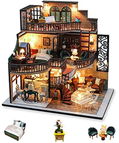 Miniatuur Poppenhuis Kit - Doe-het-zelf Huis Modelbouw - Huis Decoratie - Met LED Verlichting