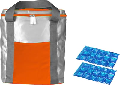 Koeltas oranje/zilver met 2 stuks flexibele koelelementen 15 liter