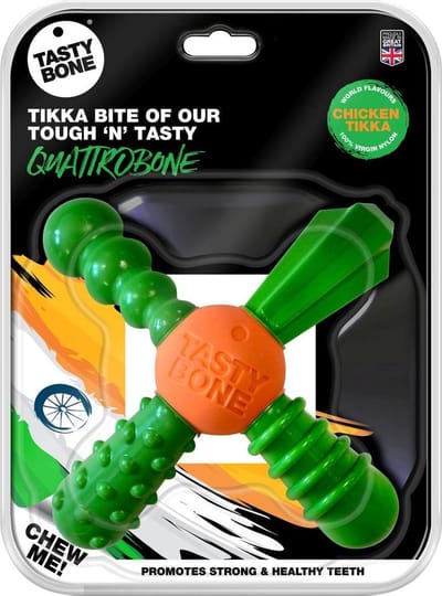 TastyBone - Large - Quattro Bone - Chicken Tikka - Hond - Kauwspeelgoed - Vegan - Kluif - Nylabone
