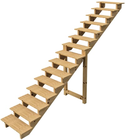 BERLIN Houten Buitentrap - 15 Open Treden 258 cm Hoog - 80 cm Breed