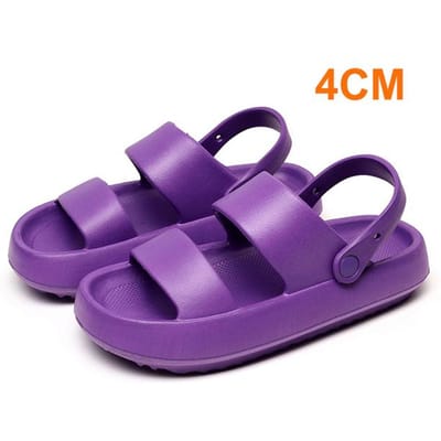 Pantoufles d'été à fond épais pour femmes, sandales confortables à semelle souple, tongs de plage antidérapantes pour l'extérieur 38-39 violet