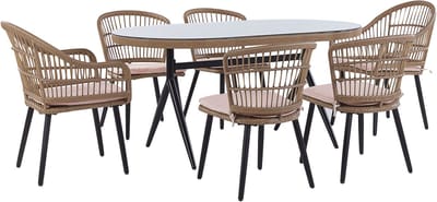 ALIANO - Tuinset 6 personen - Natuurlijk - PE rotan