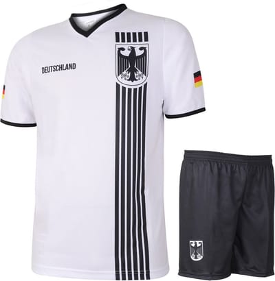 Duitsland Voetbaltenue Thuis Strepen Zwart Wit - Voetbal Tenue Kinderen - Shirt en Broekje - Jongens en Meisjes - Volwassenen - Heren en Dames - Maat 116