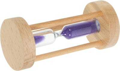 Zandloper Tijdmeter - Zandklok Decoratie - Koken Spelletjes Tijd - Houten Basis - 3 Minuten - Paars