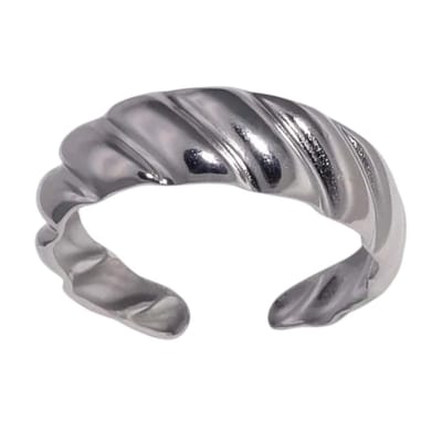 Aramat Jewels | Ringen | RVS Verstelbare Ring – Schuine Lijnen Motief – One Size | Zilverkleur | |10mm | Staal | Volwassenen | Verkleurd niet