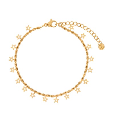 Essentialistics - Armband met veel open sterretjes - Volwassenen - Goudkleur - Stainless steel (verkleurt niet) - Verlengkettinkje