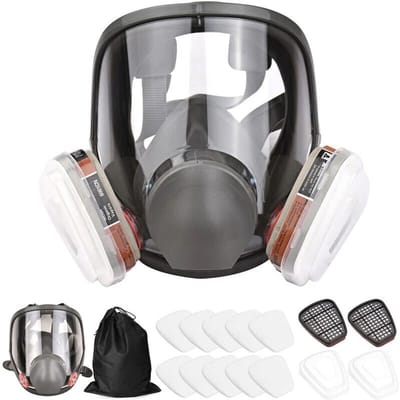 Ademhalingsmasker – gasmasker – volgelaatsmasker – bescherming tegen deeltjes – inclusief filterpatroon – comfortabele pasvorm – geschikt voor schilderwerkzaamheden – herbruikbaar