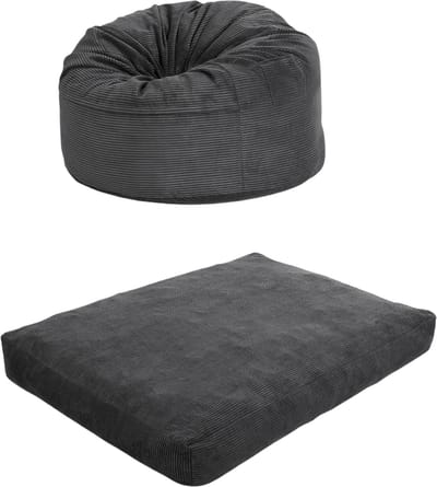 Queen Size Vloermatras - Voor Woonkamer & Zithoek - Oprolbaar Converteerbaar - Dikker Kussen met Wasbare Corduroy Hoes - Dark Grijs-Full Size