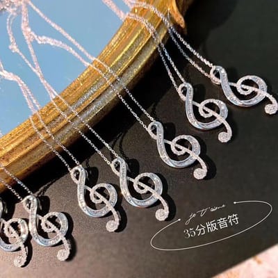 Muziek Symbool Ketting Liefdes Noten Wit Koper Verguld Platina Goud Dames Ketting brown
