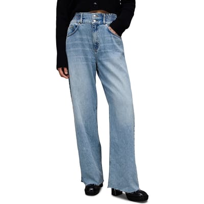 AllSaints Hailey Wide Leg Jean Light Indigo Size: W30 | Flared Outlet | Dames | Blauw