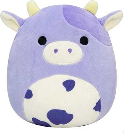 Klikkopers® - Kawaii knuffel - Squish Knuffel - 18 cm tot 22 cm - Koe Squishy - Kawaii Kussen - Kawaii Koe Knuffel - Paars