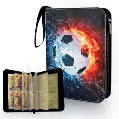Trading Album - Voetbalkaarten - 50 Pagina's - Capaciteit 400 Kaarten - PU Waterdicht - Verzamelen - Opbergalbum met Rits voor Trading Cards