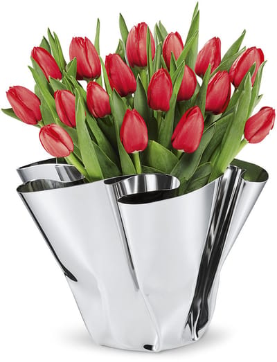 PHILIPPI - Margeaux vaas – roestvrijstalen vaas met de hand gevouwen – ideaal voor tulpen, rozen, decoratief object