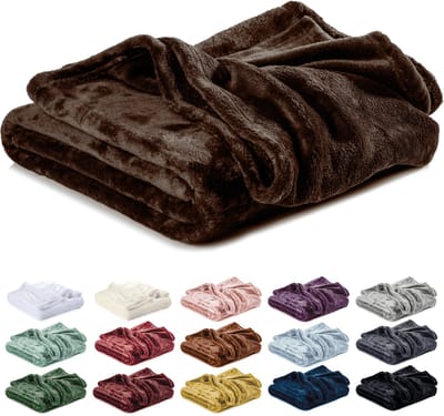 Lavea® Fleece Deken 130x150 cm – 1-persoons, Zacht – Warme Woondeken van Pluizige Microvezel voor Bank en Bed, Ademend en Wasbaar – Mokka Bruin