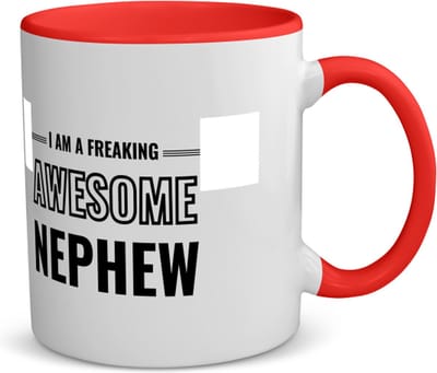 Akyol - i am a freaking awesome nephew koffiemok - theemok - rood - Neef - de meest geweldigste neef - verjaardagscadeau - verjaardag - cadeau - cadeautje voor neef - neef artikelen - kado - geschenk - gift - 350 ML inhoud