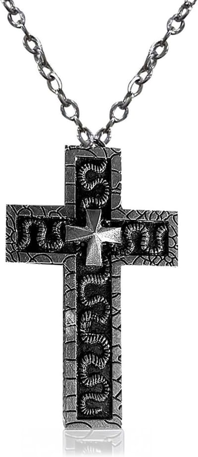 1 x halsketting met geheim vak, antiek kruis, christelijke sieraden voor heren en dames, gothic-stijl