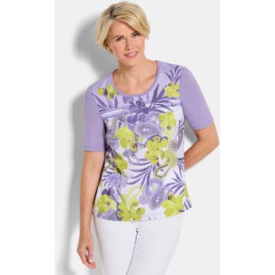 Blouseshirt met paisley en strassteentjes - wit / sering / gedess. - Gr. 19 van Goldner Fashion