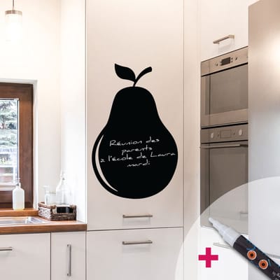 Schoolbordsticker - uitwisbare zelfklevende muurstickers - Peer + witte vloeibare krijt - 40x25cm