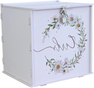 Bruiloft Card Box - Geld Box - Kaarten Verzamelen - Met Slot - 10x10x10 mm - Wit