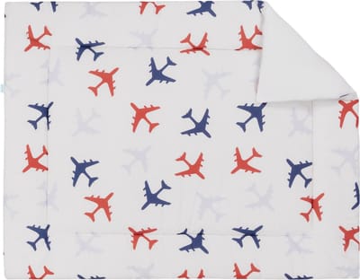 BINK Bedding Boxkleed Planes Blauw 80 x 100 cm - vulling fiberfill 400 grams - speelkleed - parklegger - katoen - vliegtuig - rood - donkerblauw - lichtblauw - wit