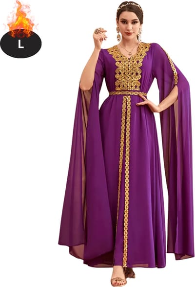Bovista Islamitische Kleding - Djellaba Dames - Moslim Kleding - Arabisch Dames Kaftan - Alhamdulillah - Fuchsia L