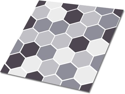 Tulup PVC Tegels - Zeshoek Vinyl Tegels - 30 cm x 30 cm - Grijs Vinyl Wandtegels - Verpakking van 9 stuks - Zelfklevende Vinyltegels - Geometrisch Plaktegels - Vinyl Tegels Zelfklevend - Plaktegels keuken en Badkamer