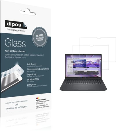 dipos – 2x Pantserfolie geschikt voor Dell Pro Max 16 MC16250 | 9H Screenprotector