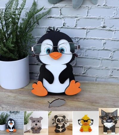 Houten Brillenhouder - Brillenhouder In De Vorm Van Een Dier - Houten Pinguïn Brillen Houder - Creatieve - Schattige Brillenhouder - Brillenhouder - Stijlvolle Brillenhouder - Brillenhouder Kind - Bureau-Ornamenten, Decoratie voor Thuis Of Op Kantoor