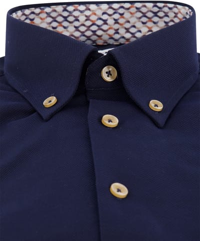 Ledub overhemd korte mouw donkerblauw