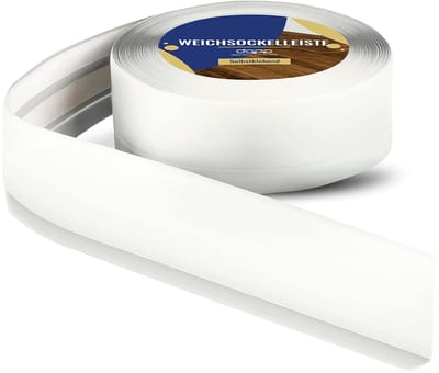 DQ-PP ZACHTE PLINT - 60 m (3x20m) - Wit - 50 x 15 mm - PVC - zelfklevend - knikhoek plinten rubberen strip plint hoekprofiel afsluitstrip vloerlijst