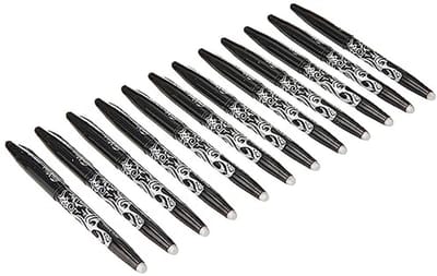 Solidchoice - Rollerball Pen met Gum, Set van 12, Zwart