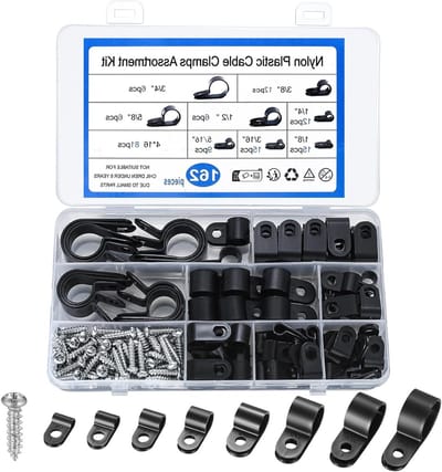 R-Type Kabelklemmen Set van 162 Stuks, Nylon R Clips en Plastic Kabelbevestigingen voor Thuis en Kantoor - 8 Maten voor Efficiënte Kabelgeleiding en Organisatie