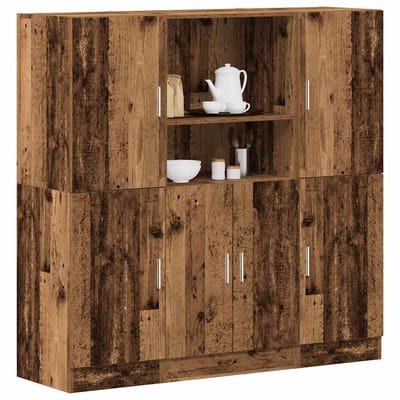 vidaXL - 3-delige - Keukenkastenset - bewerkt - hout - oud - houtkleurig