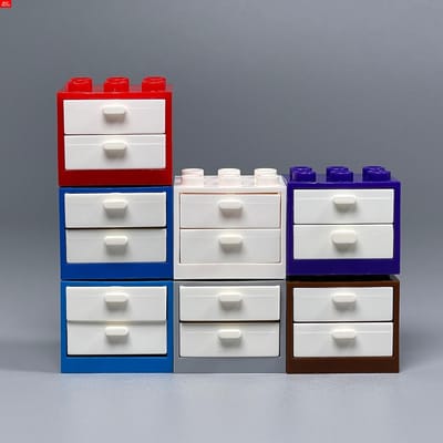 MOC Stenen Meubels Container Doos Kast Lade 2x3x2 4532 4536 Accessoire Gemonteerd Bouwstenen Speelgoed kindergeschenk gray