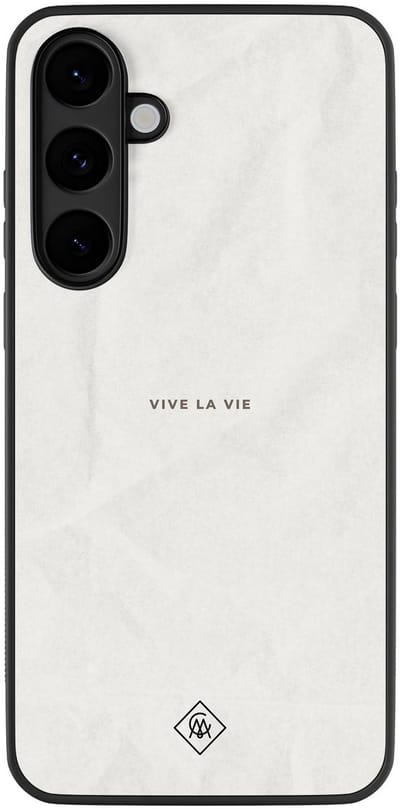 Casimoda® hoesje - Geschikt voor Samsung Galaxy S25 FE - Vive La Vie - Zwart TPU Backcover - Tekst - Grijs